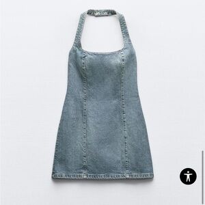 TRF HALTER NECK DENIM DRESS